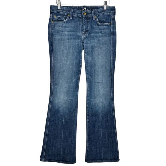 7 for All Mankind Jeans A Pocket Flip Flop Flared Womens Sz 27 (31”x 30.5”) Blue - Picture 16 of 16